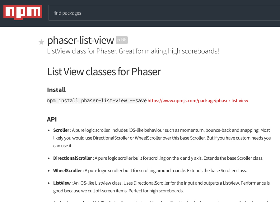 phaser-list-view open source