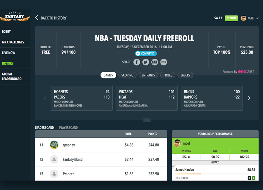 React dev fantasy sports